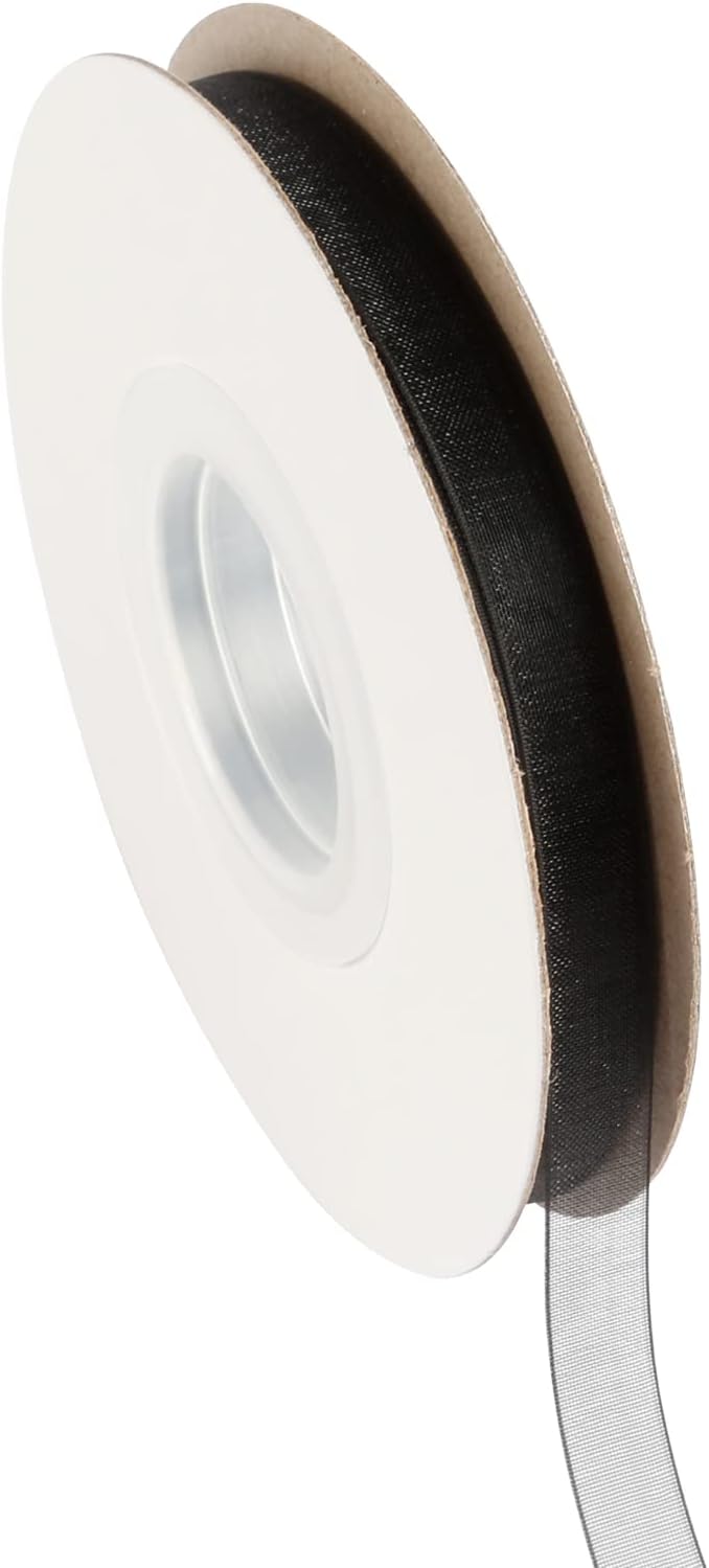 3/8 Inch Black Shimmer Sheer Organza Ribbon Sheer Chiffon Ribbon 50 Yards-Roll Multiple Colors Available for Gift Wrapping Wedding Events Christmas Décor