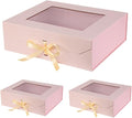 3 Pcs Extra Large Pink Gift Box for Presents with Ribbon 19x16x6 Inches Clear Gift Box with Window Magnetic Closure Gift Boxes with Lids