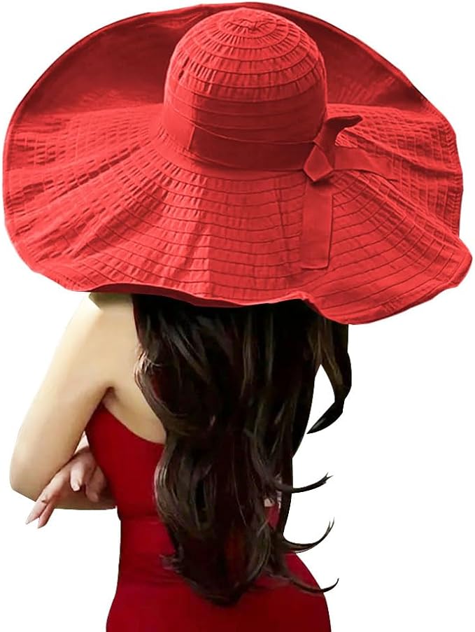 Oversized Sun Hats for Women Extra Large Wide Brim Beach Hat Foldable Roll up Floppy