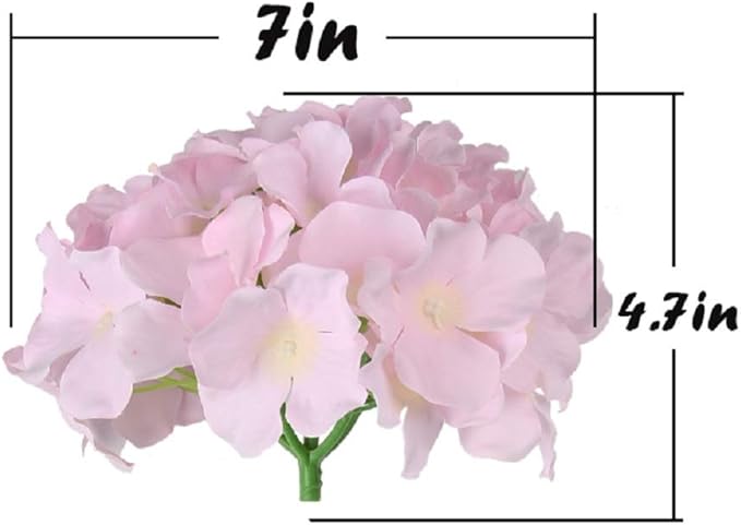 Flojery Silk Hydrangea Heads Artificial Flowers Heads with Stems for Home Wedding Decor,Pack of 10 (Pink)