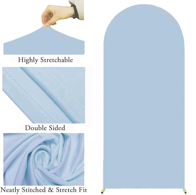 6.6 FT Arch Backdrop Cover, JFDYDM Baby Blue Wedding Arch Cover 6.6 FT, Baby Blue Chiara Backdrop Covers for Party Baby Shower Birthday