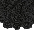 200pcs Black Artificial Foam Rose Flower Head, 3-Inch Fake Flower Heads Stemless Flowers for DIY Crafts,Wedding Bouquets Centerpieces Arrangements Party Baby Shower Home Decor (Black)