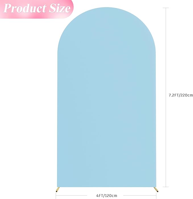 Wokceer 7.2FT Wedding Arch Cover Spandex Fitted Wedding Arch Stand Covers Round Top Chiara Arch Backdrop Cover for Birthday Party Ceremony Banquet Decoration Dusty Blue