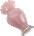 Pearlescent Pink Handblown Glass Vase with Artistic Curved Rim Unique Decorative Flower Display for Home Decor Living Centerpiece Wedding Table Accent