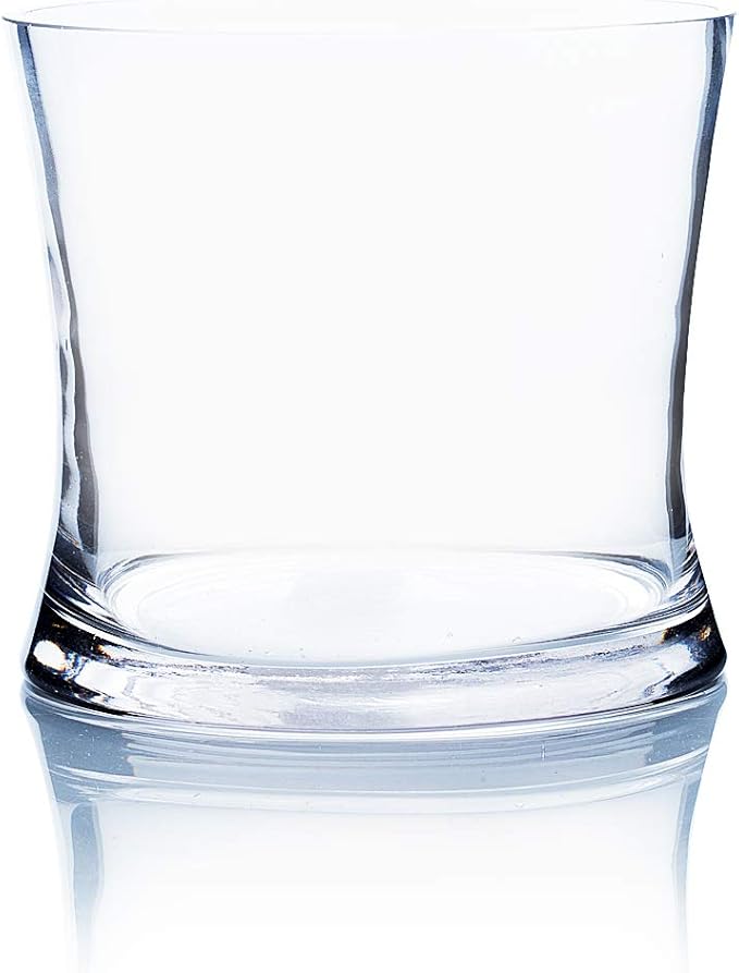 WGV Unique Bouquet Vase, 5.5" W, 5" H, Clear Short Hurricane Concaved Gathering Glass Floral Candle Holder, Home Wedding Event Decor, 1 Piece (VHV0505)