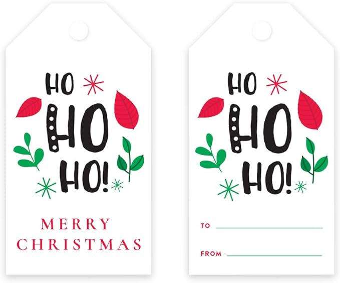 Andaz Press Christmas Holiday Season Classic Gift Tags, Ho Ho Ho! Merry Christmas to from Classic Favor Tags, for Holiday Events, Parties, and Favors, 60-Pack