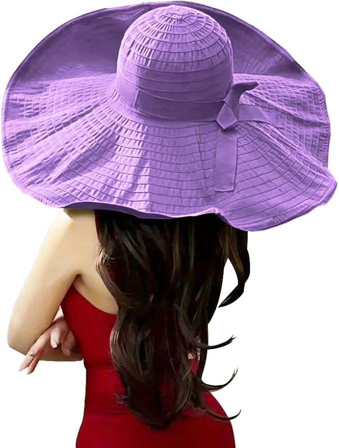 Oversized Sun Hats for Women Extra Large Wide Brim Beach Hat Foldable Roll up Floppy