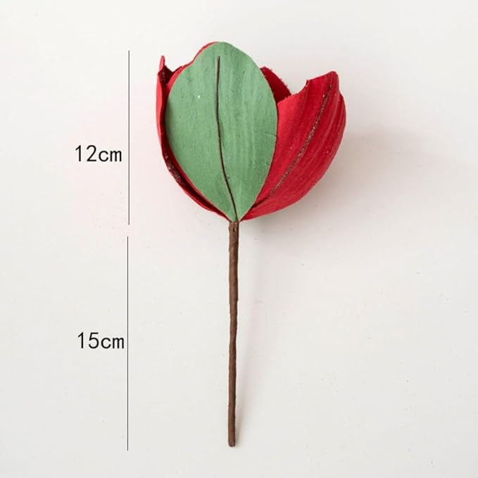Artificial Magnolia Flowers with Glitter, Foldable Christmas Tree Decor, for Vase Arrangements, Gold