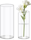 Olrla 2 Pack Transparent Acrylic Flower Vase, Height 7.87'' and 9.8'' Shatter Proof Plastic Cylinder Vase for Flower Arrangement, Wedding Centerpieces, DIY