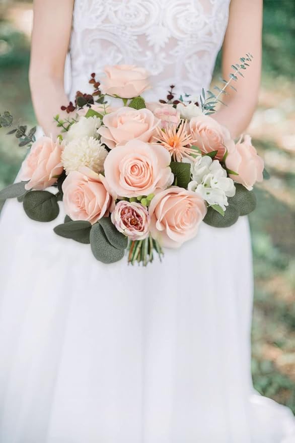 30pcs Roses Artificial Flowers Pink Fake Roses Flowers with Long Stems Silk Flowers for Wedding Bouquet Centerpices Decorations Party Bridal Baby Shower Home Decor