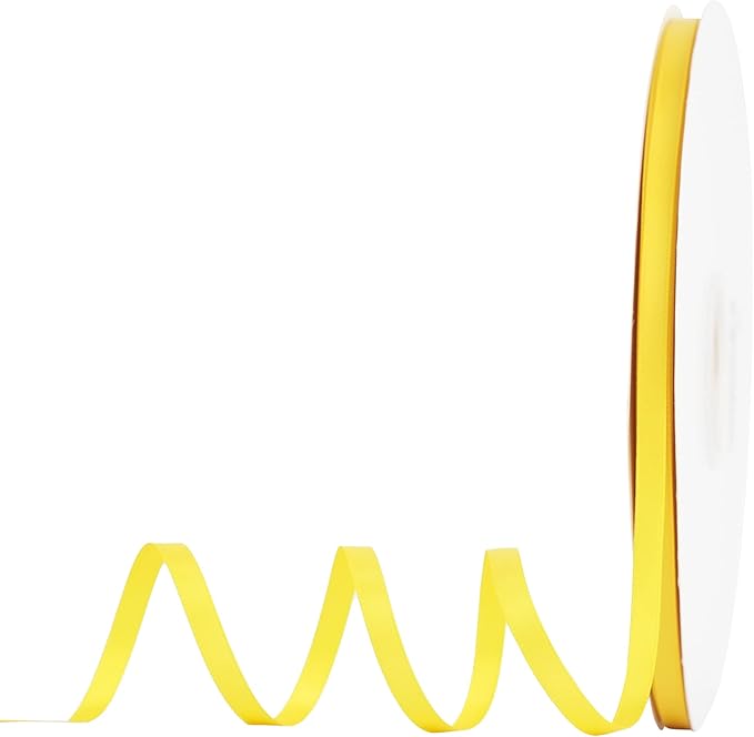 MEEDEE 1/4 Inch Yellow Satin Ribbon Double Face Satin Ribbon Pale Yellow Wedding Ribbons Gift Wrapping Ribbons for Crafts Card Making Hair Favor Decor, 100 Yards