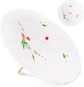 33" White Flower Silk Cloth Decoration Handmade Parasol Umbrella Chinese Japanese Asian DIY Art Dance Classical Umbrella for Wedding Parties Photography Costumes Cosplay (White)