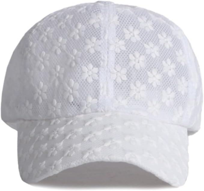 Women's Lace Flower Baseball Cap, Adjustable Hollow Design Summer Sun Hat, Breathable for Casual Outfits Daily Sun Protection