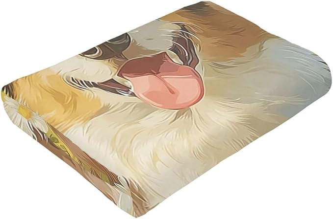 Australian Shepherd Blanket Cute Dog Throw Blanket Puppy Soft Cozy Fleece Fuzzy Stuffed Plush Flannel Animal Gifts for Girls Women Boys Kids Adults 50"X60"