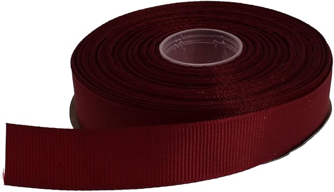 Solid Grosgrain Ribbon 25 Yard Each Roll 100% Polyester Woven Edge (3/4", Dark Red)