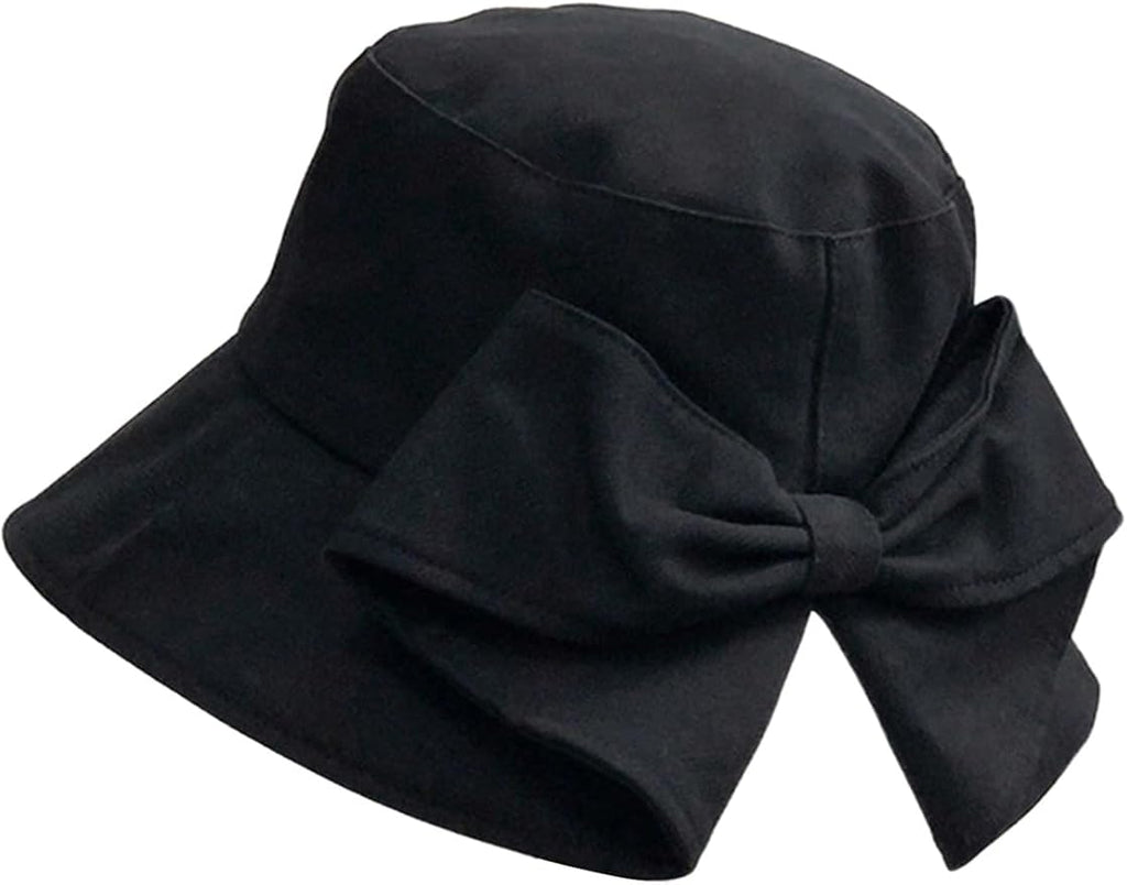 Verdusa Women's Bow Knot Wide Brim Bucket Hats Summer Outdoor Sun Hat