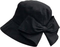 Verdusa Women's Bow Knot Wide Brim Bucket Hats Summer Outdoor Sun Hat