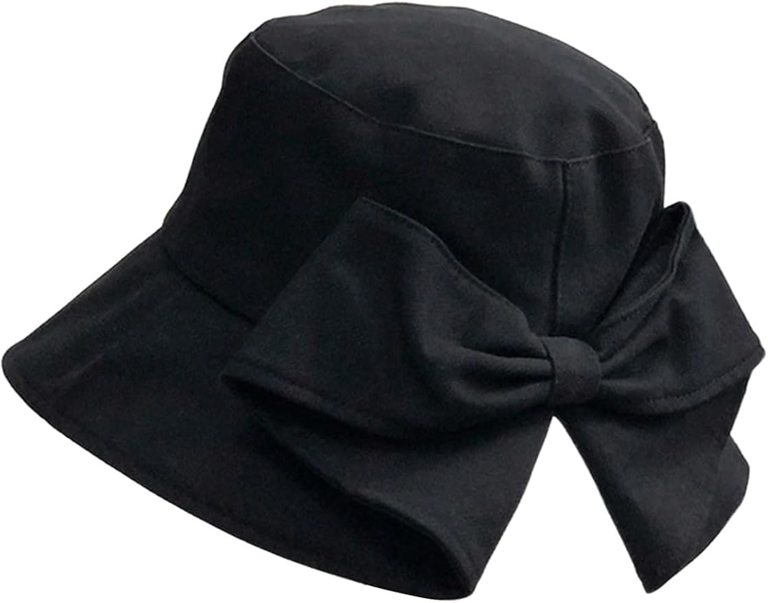 Verdusa Women's Bow Knot Wide Brim Bucket Hats Summer Outdoor Sun Hat