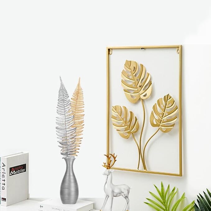 CATTREE Artificial Silver Plants Tall Fern Leaves 23" 10 Pack, Fake Boston Ferns Plant Decorations Plastic Faux Foliage Shrubs Large Leaf for Party Wedding Table Centerpiece Bouquet DIY Silvery Décor