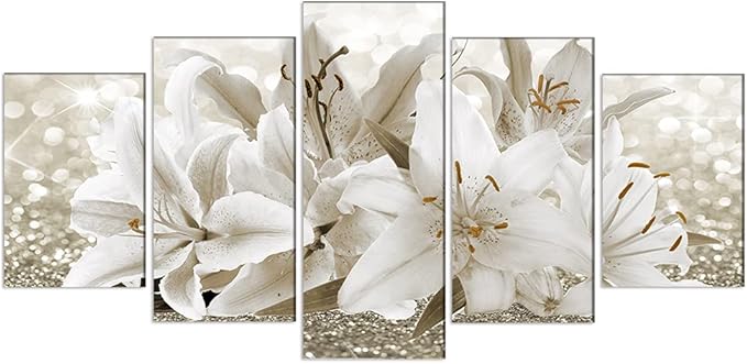 LUDUHU Arts Modern Flower Theme Wall Art - Abstract Orchid Canvas Wall Decor Flower Abstract Painting Still Life Canvas Wall Art for Home Decor (I,Oversize 40x20inch)