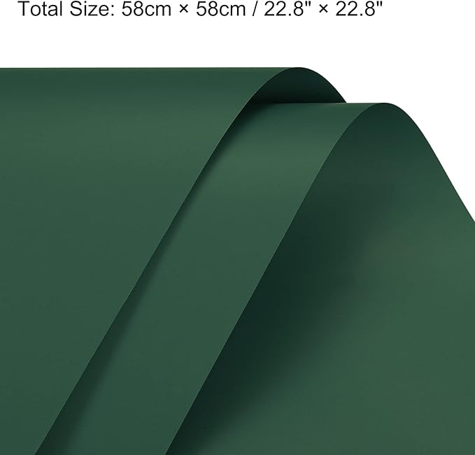 MECCANIXITY 10 Pcs Flower Wrapping Paper 22.8x22.8 Inch Waterproof Florists Wrapping Paper for Florist Bouquet Supplies, DIY Crafts, Gift/Gift Box Packaging Dark Green