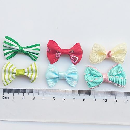 Chenkou Craft Mix Bulk 50pcs Ribbon Flowers Bows Craft Wedding Ornament Appliques A0241