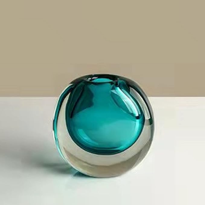 Crystal Vase, Modern Decorative Vase, Minimalist Floral Vase, Light Luxury Style for Home Decor, Centerpiece, Office, Pampas Grass, Dried Flowers, Flowers and Buds (Blue)