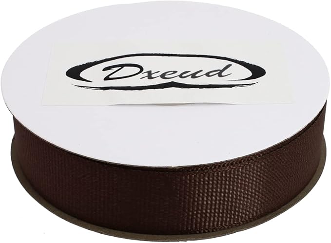 Solid Grosgrain Ribbon 25 Yard Each Roll 100% Polyester Woven Edge (1", Coffee)