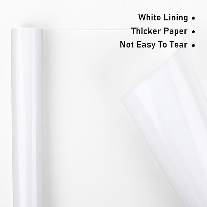 NESCCI White Metallic Wrapping Paper, Solid Color Paper,Gift Wrapping Paper,Perfect for Wedding,Valentine's Day,Birthday, Christmas,Baby Shower,DIY Bouquet (17.5 Inches X 32.8 Feet)