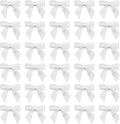 7Rainbows 50pcs Boutique 1.5" White Satin Ribbon Mini Bows for Craft Sewing Scrapbooking Wedding and Gift Wrapping