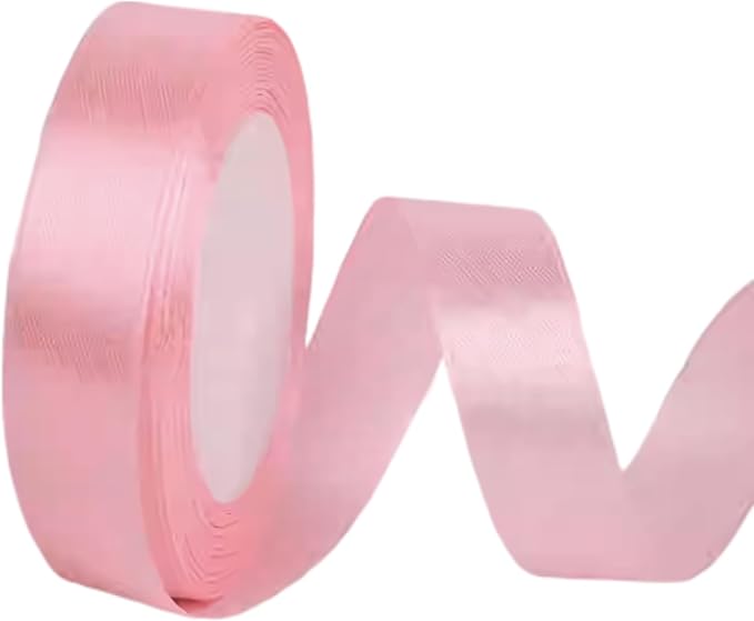 1 Inch Pink Satin Ribbon, 22 Yards Double Faced Fabric Ribbons for Gift Wrapping, Bouquet, Garland, Bowknot, Hair, Crafts, Balloons, Party Decoration