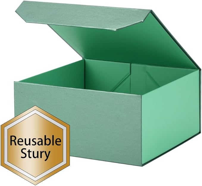 6 Pcs Green Gift Box Large 13x11x5.3 Inch Green Large Gift Box with Crinkle Paper Magnetic Box with Shredded Paper Luxury Gift Boxes with Lids for Presents
