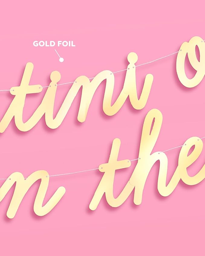 xo, Fetti Tini One On The Way Banner, Gold Foil - 4 Ft. | Baby Shower Decorations, Martini Sign, Gender Reveal Party Sign, Cocktail Photoshoot Backdrop