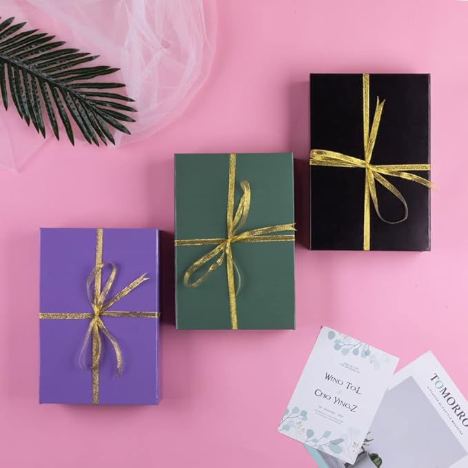 1 Pack Purple Gift Box with Lids Small 12 x 8 x 2.7 Inches Clothes Gift Boxes for Presents Shirt Gift Boxes with Ribbon Magnetic Gift Box Bulk Cute Box for Packaging (Glossy Surface)