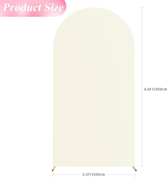 Wokceer 6.6FT Wedding Arch Backdrop Cover Spandex Fitted Ivory Wedding Arch Covers Round Top Chiara Arches Backdrop Cover for Birthday Party Ceremony Banquet Decoration.