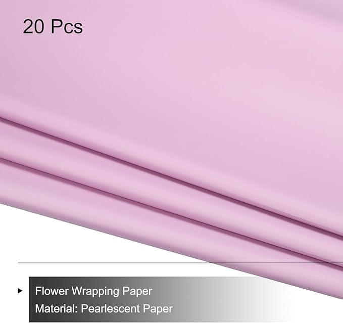 MECCANIXITY 20 Pcs Flower Wrapping Paper 22.8x22.8 Inch Waterproof Florists Wrapping Paper for Florist Bouquet Supplies, DIY Crafts, Gift/Gift Box Packaging Purple