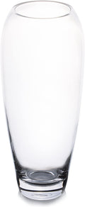 Enova Floral Oval Glass Vase for Flowers, 4.5" W 11.5" H Clear Large Domed Bullet Cylinder Floral Vase for Home Decor, Wedding Centerpiece Event (1 Piece)