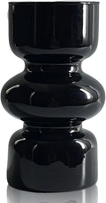 BLOFLO Black Glass Hydroponic Vase, 7Inches Glass Vase for Flower, Modern Geometric Three-Layer Floral Vases for Home Office, Wedding Table Decoration(Black)