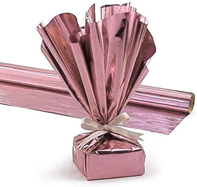 PMU Gift Wrap Mylar Roll Metallic Baby Pink 2-sided, 48 Inches X 25 Ft Roll 1.4 Mil Highly Reflective Mylar Film, Great for Gifts, Birthdays, Christmas, Baskets, Arts & Crafts