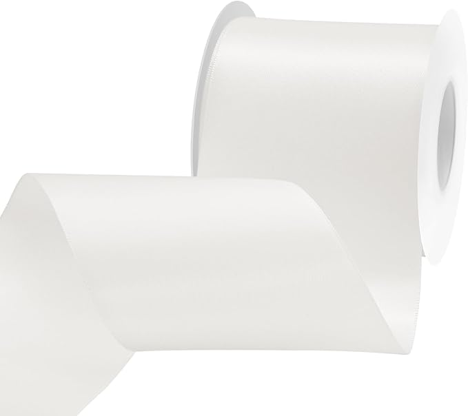 Off White Satin Ribbon 3 inch X 15 Yards Polyester Ribbon for Gift Wrapping Very Suitable for Weddings Party Hair Bow Invitation Decorations and More