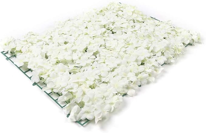 10Pcs 16"x 24" Artificial Flower Wall Panels,Flower Wall Mat Silk Flower Panels for Outdoor Garden Backyard Fence Fence Privacy Screen and Indoor Wall Decor (10Pcs White)