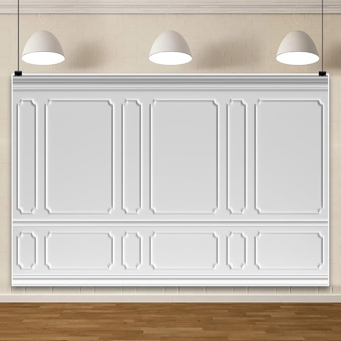 AOFOTO 10x7ft Room Photo Backdrop White Living Room French Classic Frame Wall Photography Background Office Video Conference Meeting Background Adult Children Portrait Photoshoot Backdrop