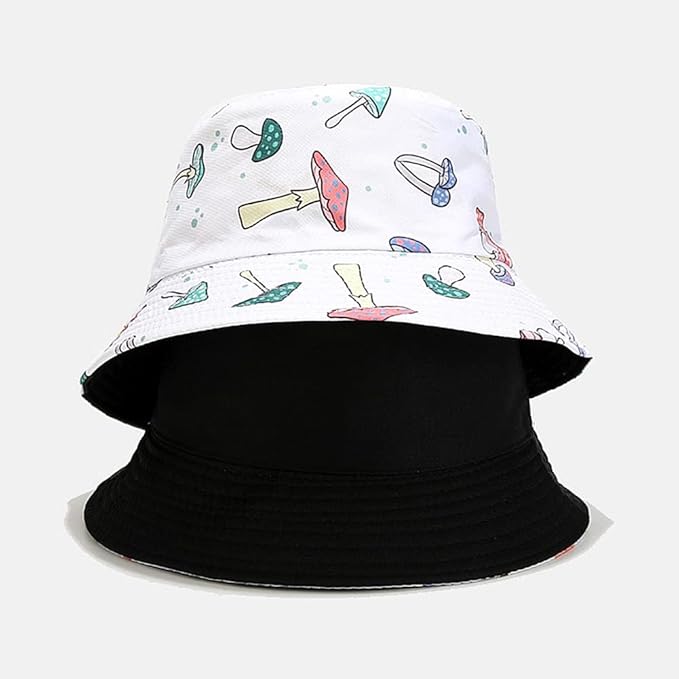 XYIYI Cute Bucket Hat Beach Fisherman Hats for Women, Reversible Double-Side-Wear