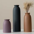 10.4 inches Tall Decorative Ceramic Vase Set, 3 Pieces, Nordic Modern Boho Style, White, for Home Decor (Black Mix)