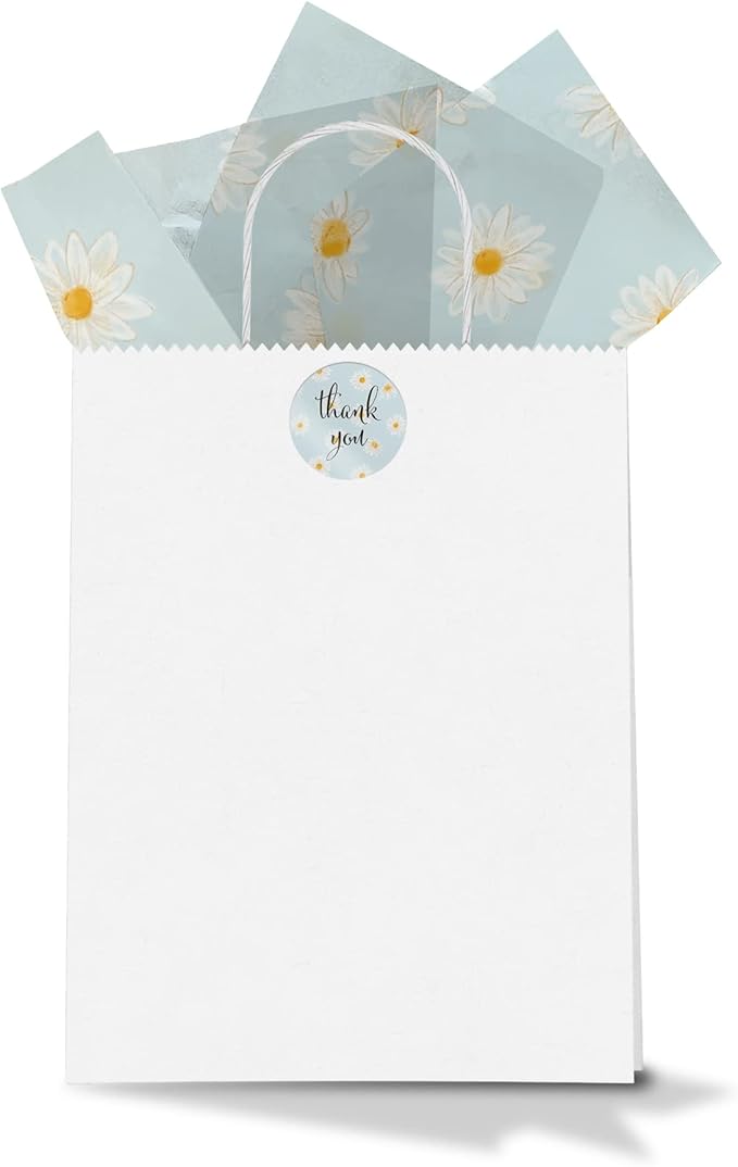 Pro Supply Global Daisies Printed Tissue Paper for Gift Bags or Boxes and Wrapping - Spring Floral Bulk Decorative Art Tissue Paper for Packaging and Gifting | 24 Sheets 20" x 30"