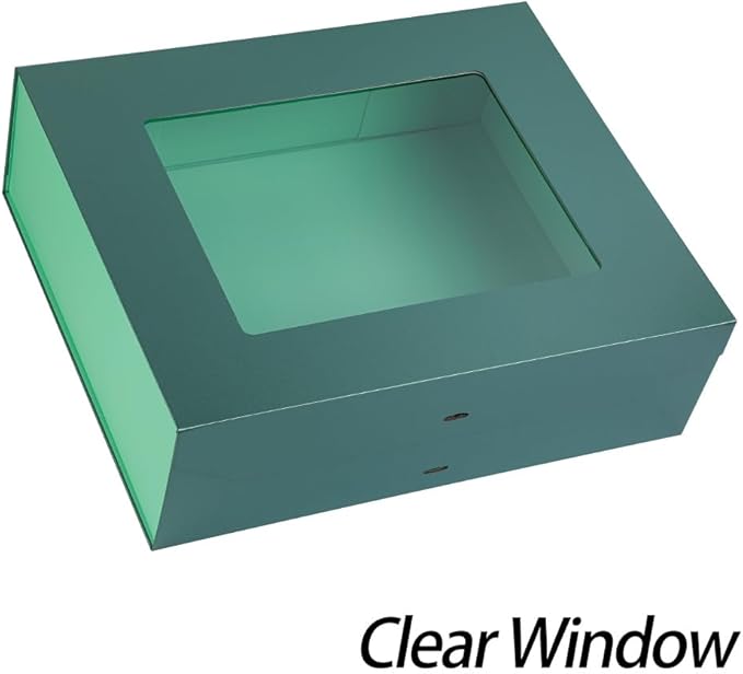 3 Pcs Extra Large Green Gift Box for Presents with Ribbon 19x16x6 Inches Clear Gift Box with Window Magnetic Closure Gift Boxes with Lids