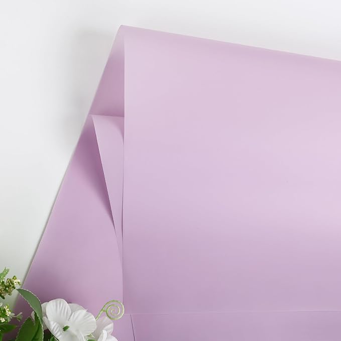NESCCI 20 Sheet Flower Wrapping Paper - Waterproof Floral Bouquet Wrapping Paper, Florist Supplies Packaging Paper for Wedding Birthday Gift DIY (Light Purple)