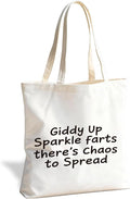 Funny Canvas Tote Bag, Cute Humor Gift for Women Friends, Reusable Shopping Grocery Bag for Work Beach Gym