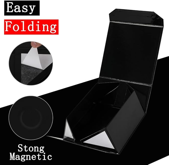 6 Pcs Small Black Gift Box 6x6x3 Inch Magnetic Gift Box Small Magnetic Box with Crinkle Paper Black Small Gift Box with Shredded Paper Luxury Gift Boxes with Lids for Presents
