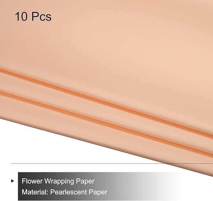 MECCANIXITY 10 Pcs Flower Wrapping Paper 22.8x22.8 Inch Waterproof Florists Wrapping Paper for Florist Bouquet Supplies, DIY Crafts, Gift/Gift Box Packaging Light Orange